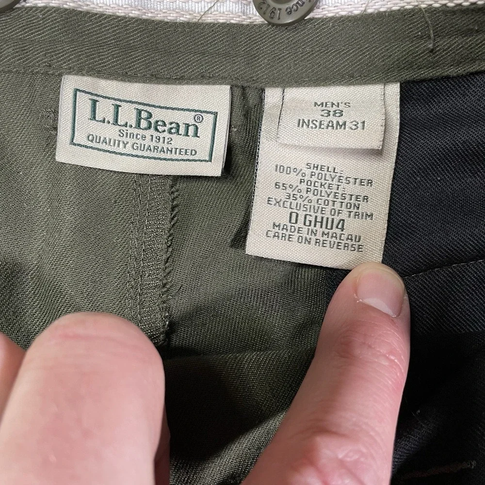 LL Bean Mens Pants 38 x 31 Green Cargo Straight Utility Gorpcore 0GHU4